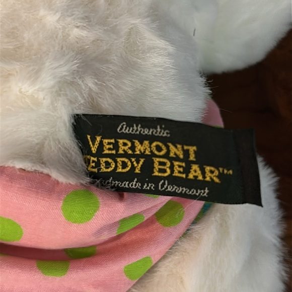 White Vermouth Teddy Bear Plush with Pink Polka Dot Diaper 15” - Picture 5 of 6